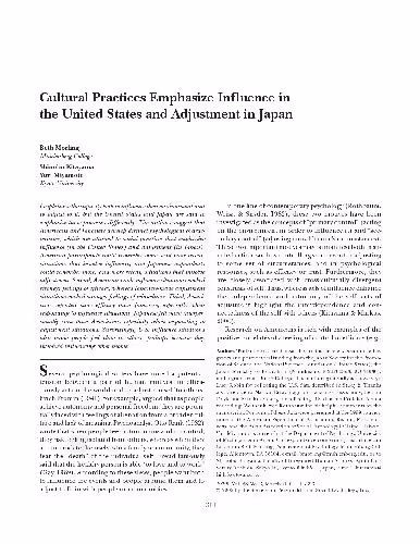 خرید و دانلود نسخه کامل کتاب Cultural Practices Emphasize Influence in the United States and Adjustment in Japan
