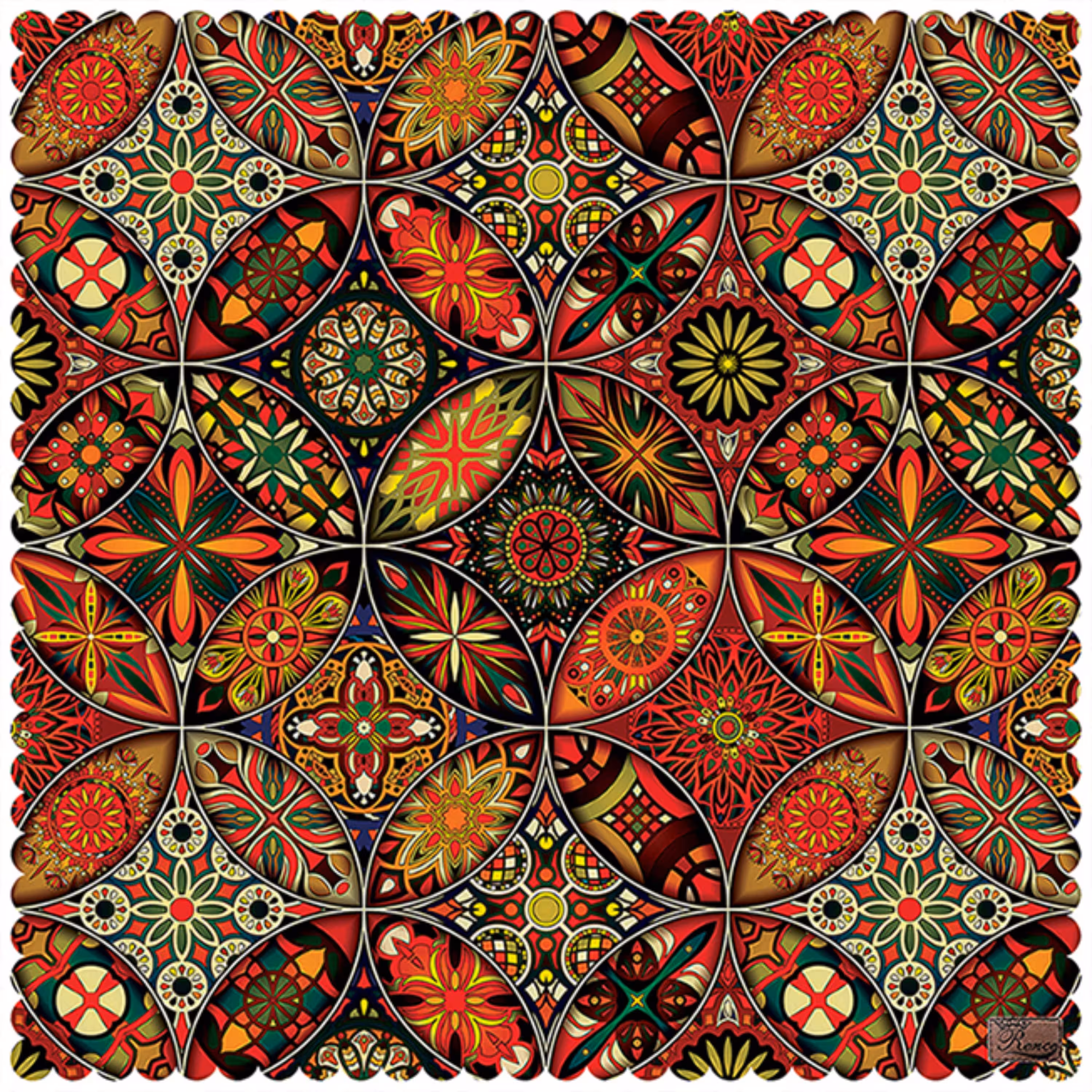 رومیزی مخمل طرح سنتی سایز 140 در 140 مدل T7-543 شرکت رنس