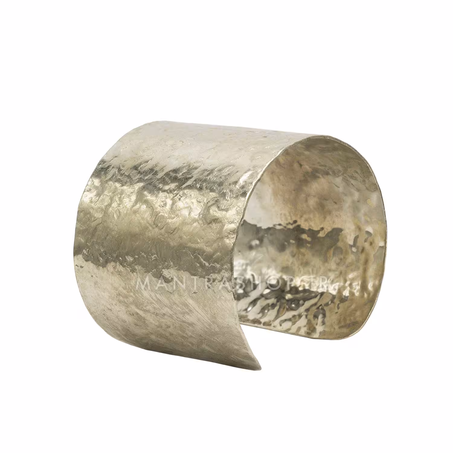 دستبند دست ساز هندی مدل چکش کاری نقره ای کد 13042