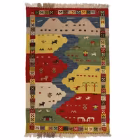 گلیم گبه قشقایی دستبافت یک و نیم متری