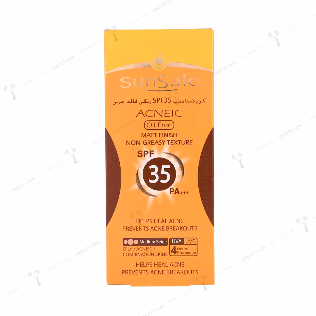 کرم ضد آفتاب سان سیف spf 35 فاقد چربی بژ متوسط 50 گرمی