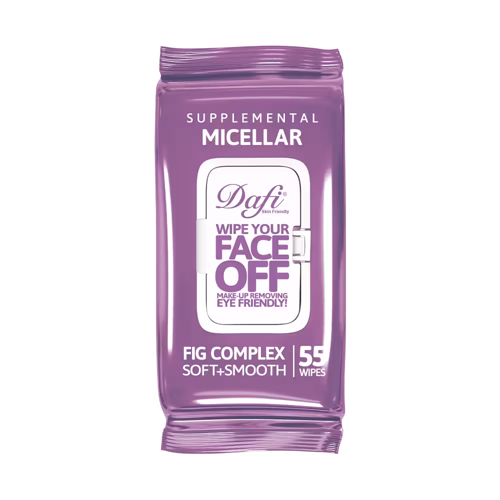 دستمال مرطوب پاک کننده آرایش درب دار دافی مدل میسلار بسته 55 عددی