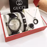 ست لوکس مردانه ساعت دستبند گردنبند انگشتر 380440530