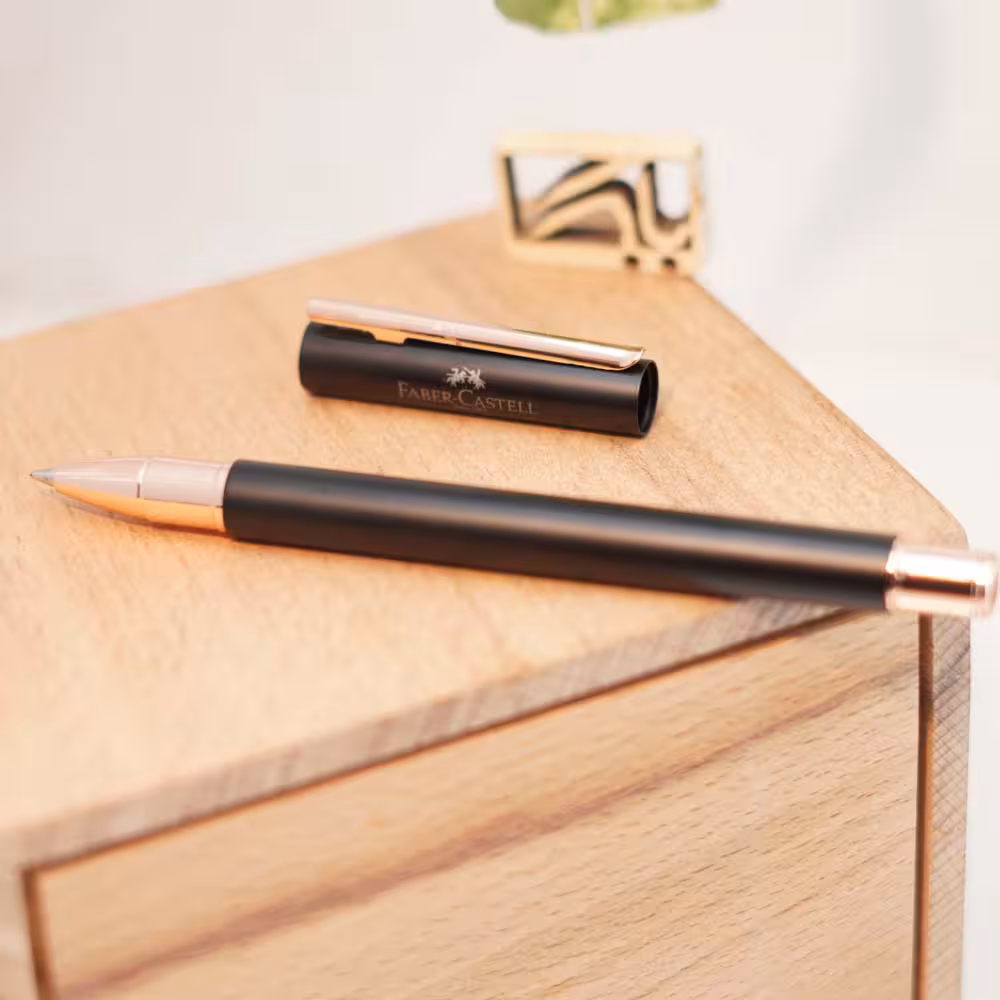 فابرکستل روان نویس نئو اسلیم مشکی مات رزگلد FABER-CASTELL Neo Slim RP black rosegold 343114
