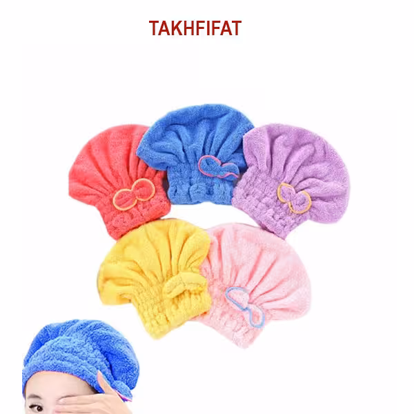 کلاه حمام حوله ای پاپیون دار ( Towel shower cap with bow )