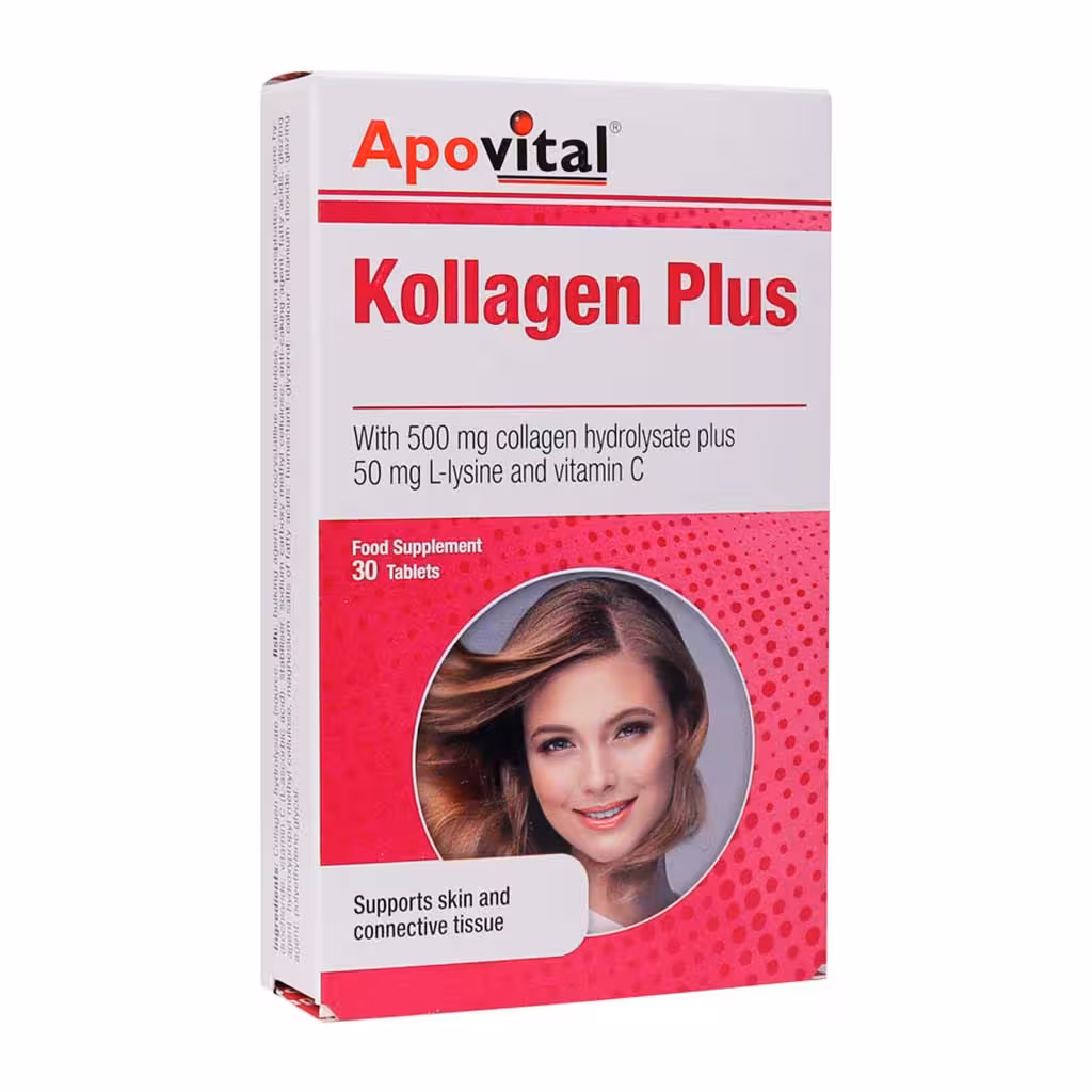 قرص کلاژن پلاس حاوی ویتامین C و لیزین 30 عدد آپوویتال Apovital