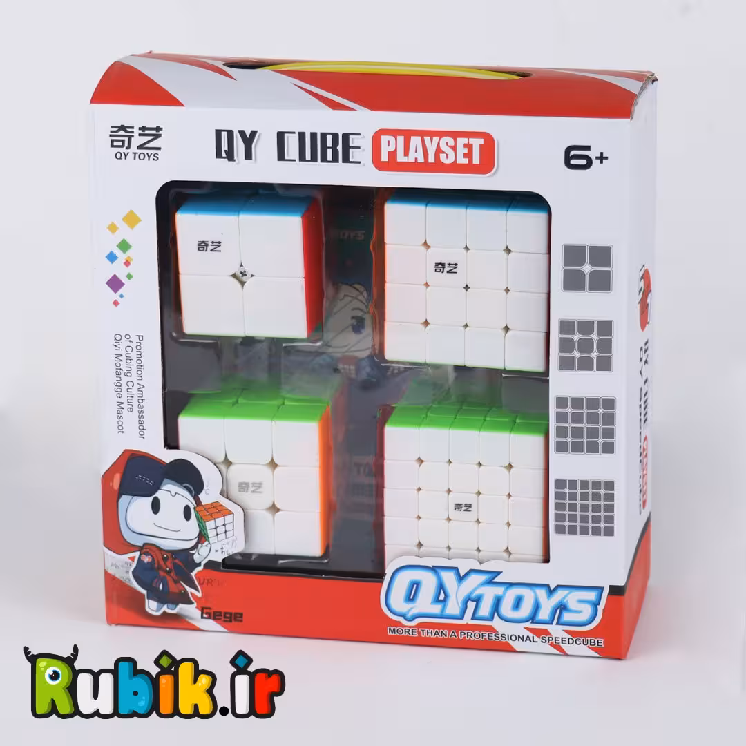 پک روبیک های استاندارد استیکرلس کای وای QiYi 4 cubes bundle #2