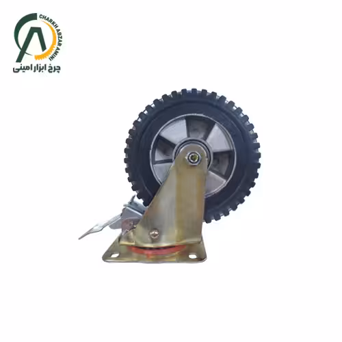 چرخ زباله ای فلزی دایکاست گردان ترمزدار قطر 200 میلی متر