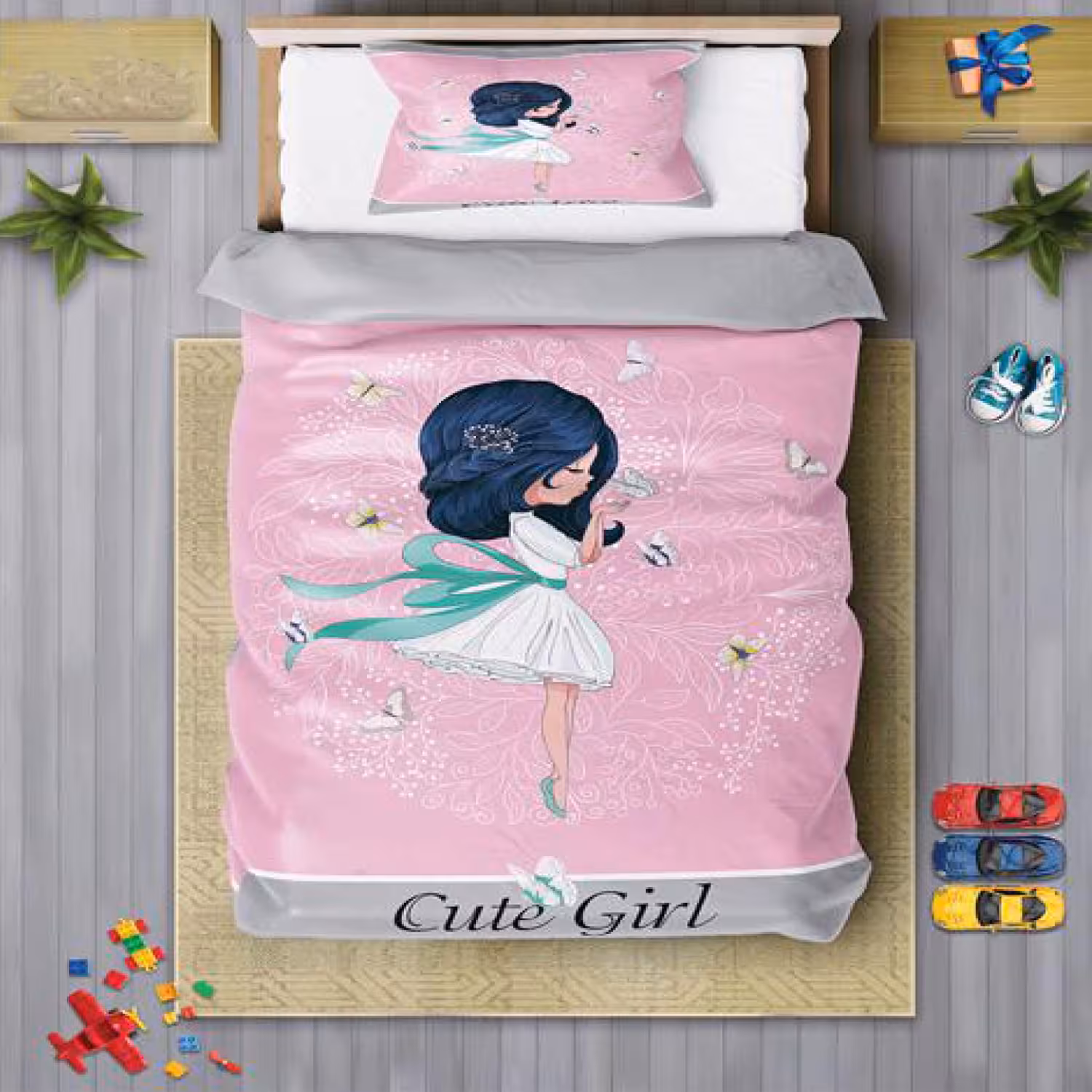 سرویس روتختی دخترانه چیداری مدل 7106 یک نفره چهار تکه