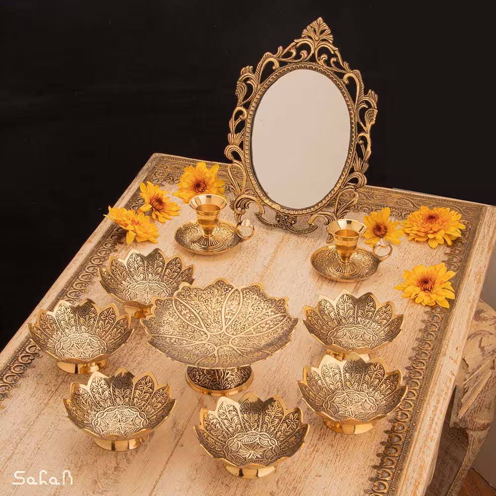 ست هفت سین برنجی آنتیک کد 1147