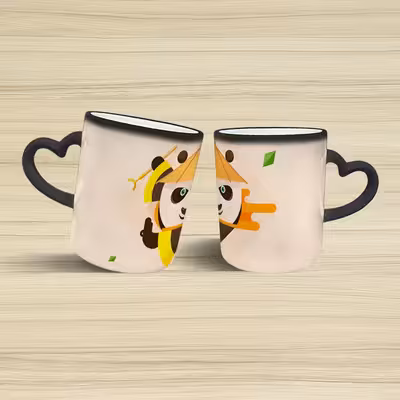 ماگ حرارتی مدل دسته قلبی اکلیلی طرح پاندا کنگ فو کار کد 98