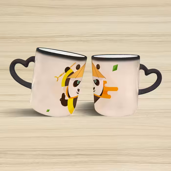 ماگ حرارتی مدل دسته قلبی اکلیلی طرح پاندا کنگ فو کار کد 98