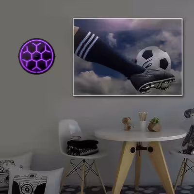 چراغ دیواری نئون دیزاین مدل Soccer-Ball-BL_PR