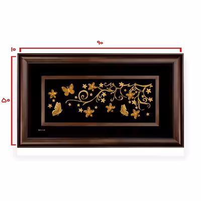 تابلو طلا کوب مارک گلد طرح گل و پروانه سه بعدی کد TGPO003