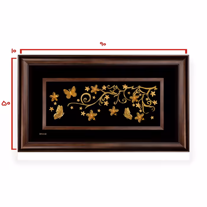 تابلو طلا کوب مارک گلد طرح گل و پروانه سه بعدی کد TGPO003