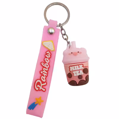 جاکلیدی مدل سیلیکونی طرح لیوان چای شیری و سر خوک کد DB20