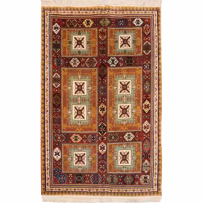 فرش دستبافت یک و نیم متری طرح قشقایی کد AA443