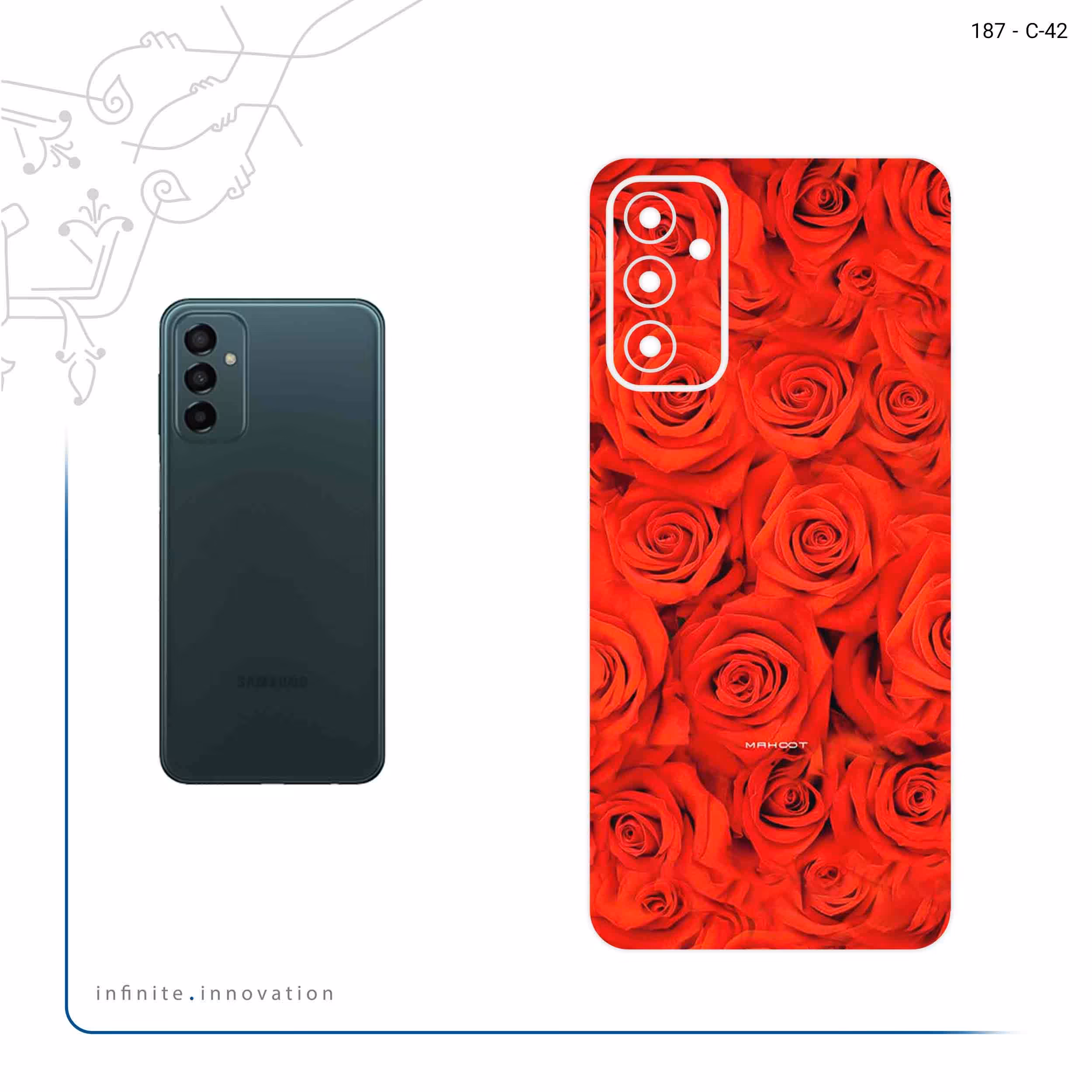 برچسب پوششی ماهوت مدل Red_Flower مناسب برای گوشی موبایل سامسونگ Galaxy M23