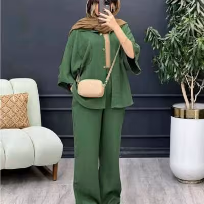 ست شومیز شلوار آستین سه ربع