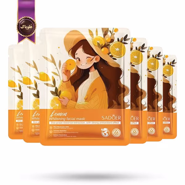 6 عدد ماسک صورت ورقه‌ ای سادور SADOER مدل عصاره لیمو Lemon پک 1 عددی (اورجینال)