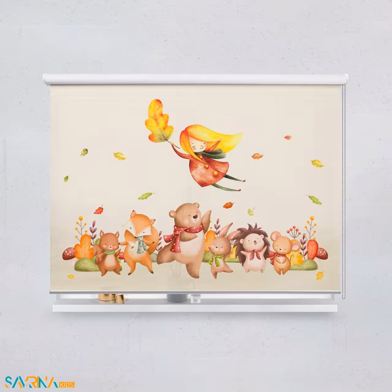 پرده شید بچگانه طرح حیوانات پاییزی کد A2785