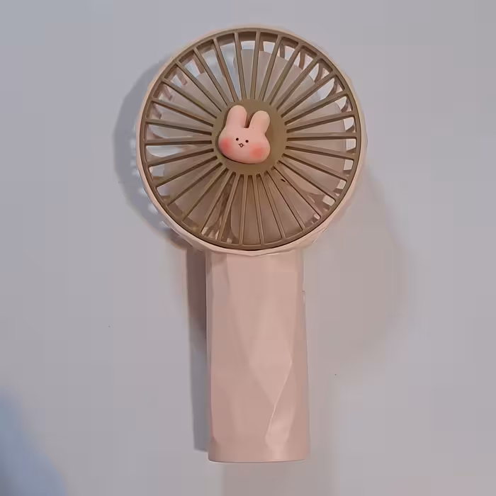 پنکه دستی  فانتزی شارژی 2 حالته دور کم و دور زیاد  طرح خرگوش رنگ صورتی