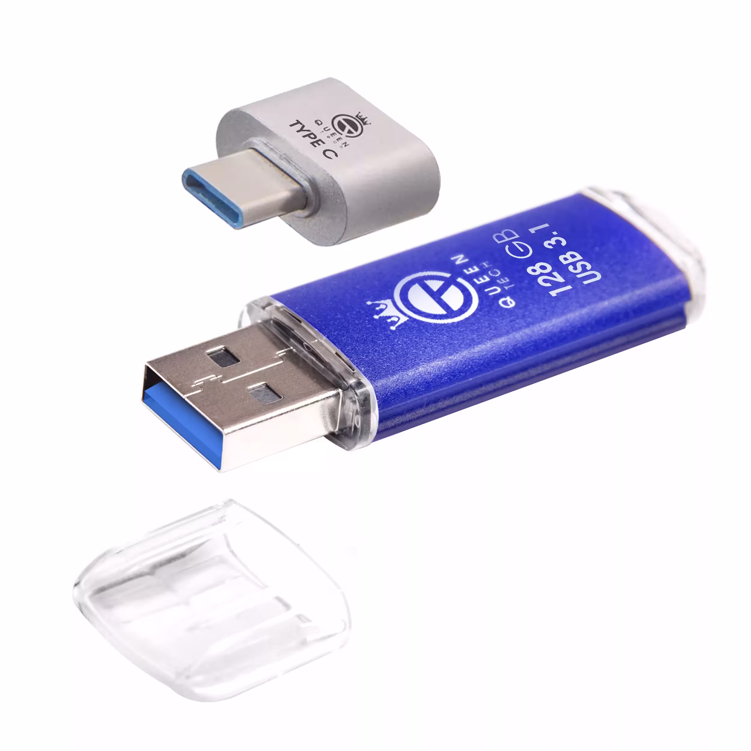 فلش مموری کوئین تک مدل QUICK USB3.1 ظرفیت 128 گیگابایت به همراه مبدل USB-C