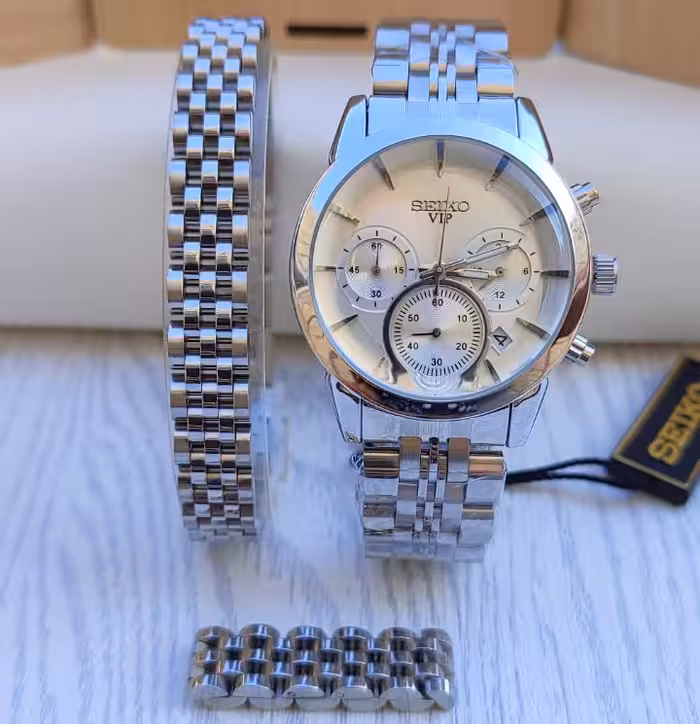 ست ساعت دستبند انگشتر زنانه نقره ای