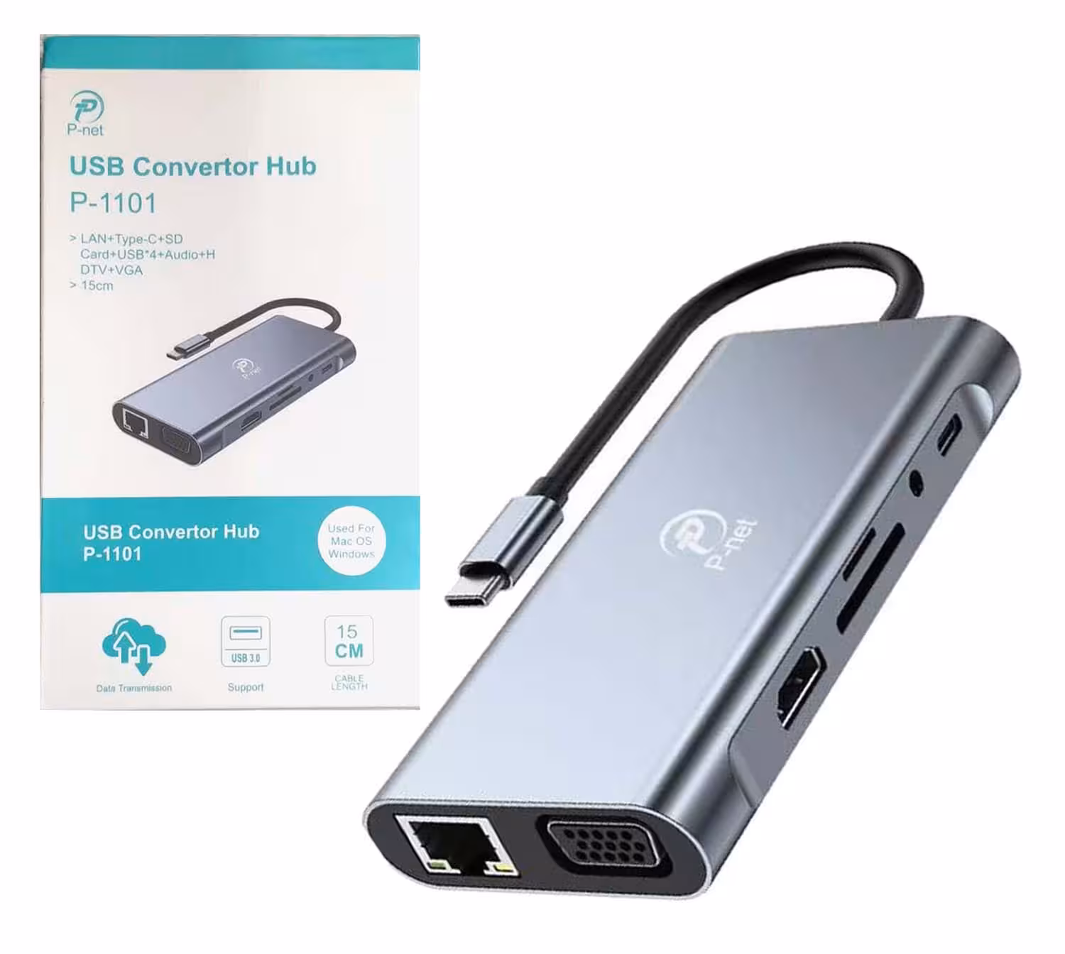 هاب 11 پورت چندمنظوره با سری USB-C پی‌نت مدل P-1101