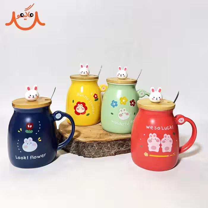 ماگ سرامیکی درب بامبو خرگوش