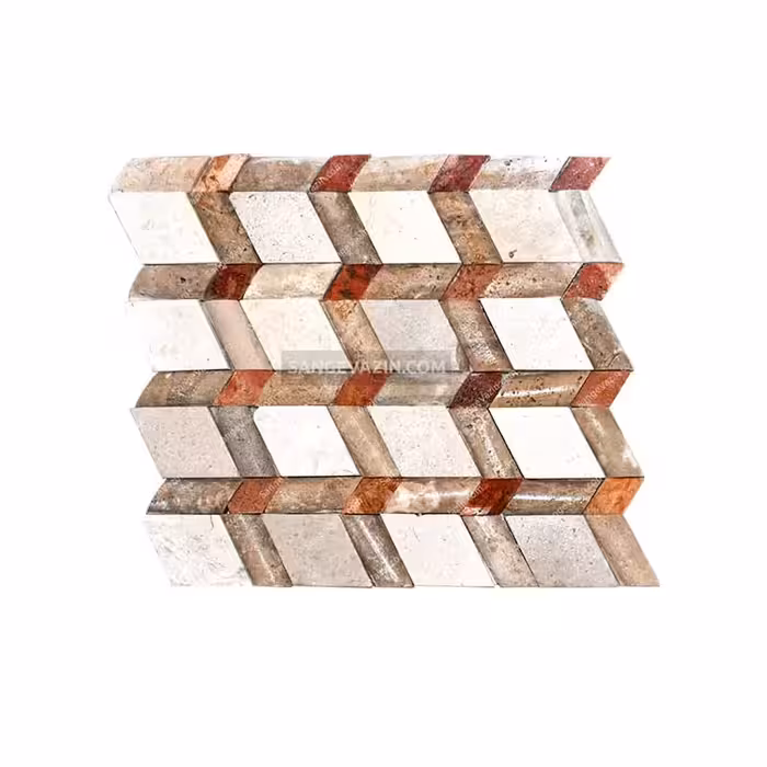 سنگ آنتیک سه بعدی لوزی کرم