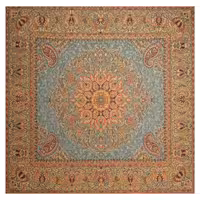 رومیزی مربع ترمه ابریشم تار سفید کد TRM90