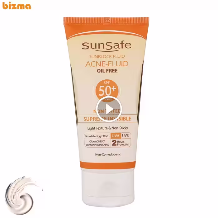 فلوئید ضدآفتاب بی‌رنگ سان‌سیف SPF50 مدل ACNE-FLUID حجم 50 میلی‌لیتر