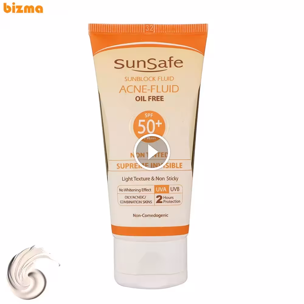 فلوئید ضدآفتاب بی‌رنگ سان‌سیف SPF50 مدل ACNE-FLUID حجم 50 میلی‌لیتر