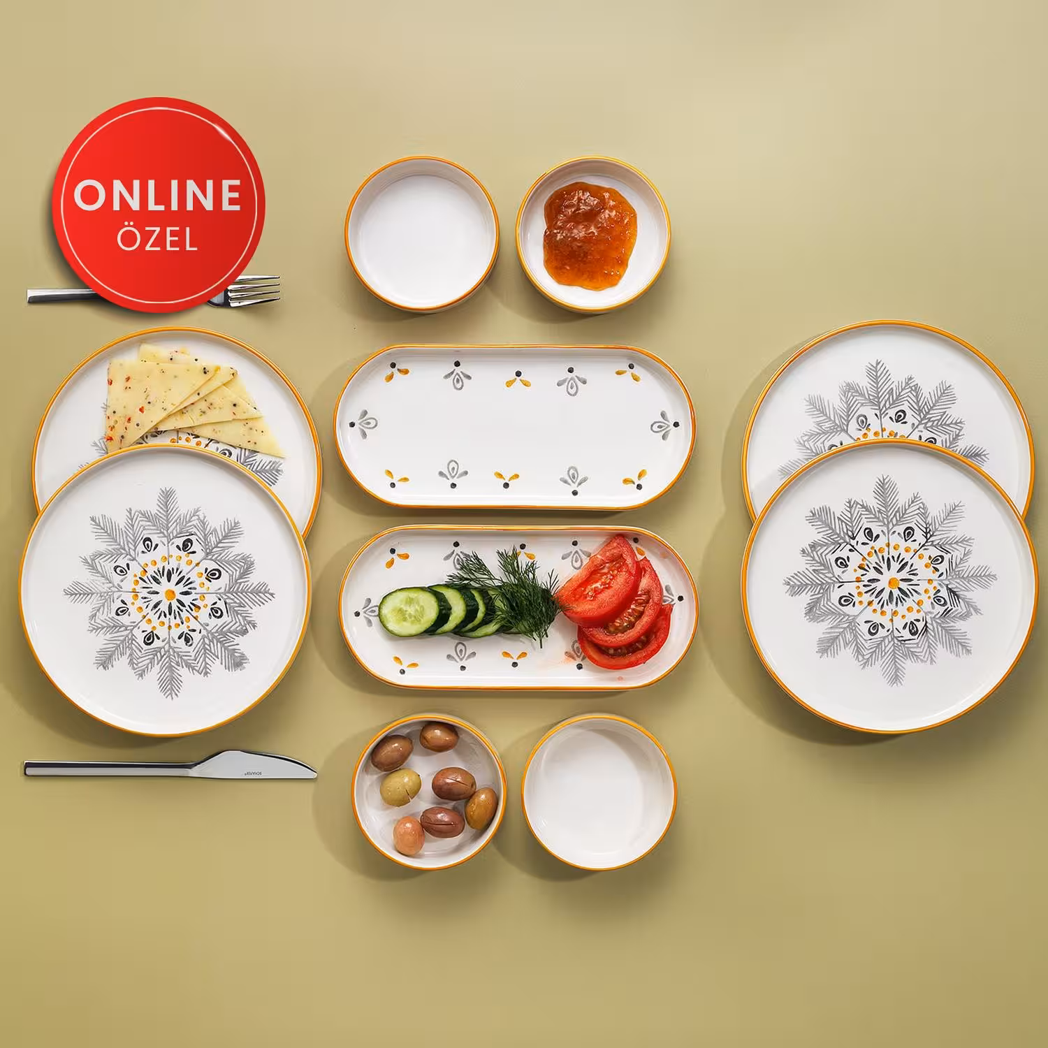 سرویس صبحانه خوری 10 پارچه (4 نفره) ترک طرح Sunny