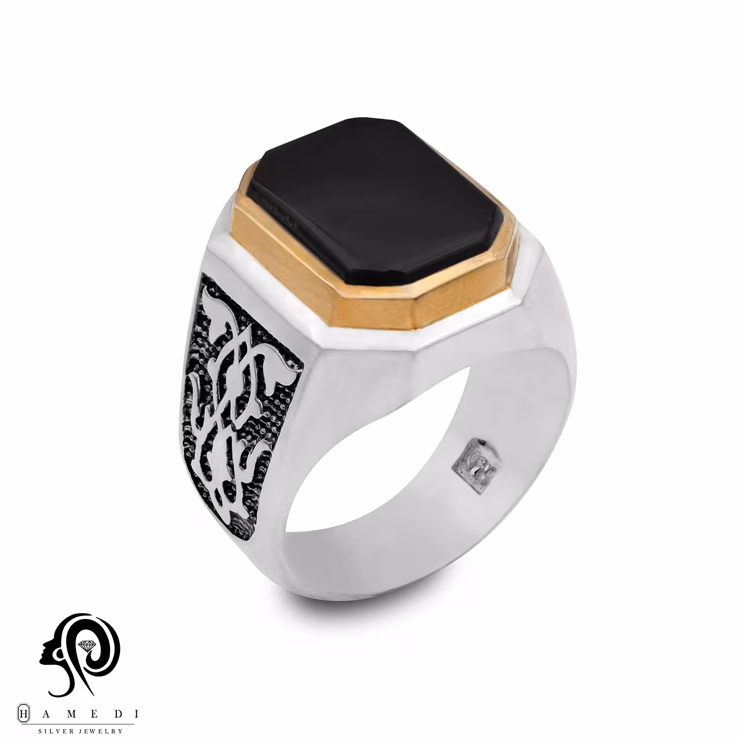 انگشتر اونیکس نقره مردانه اصل مدل RIM ON24