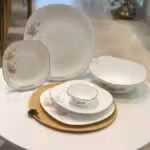 سرویس ارکوپال 26 پارچه مربع  ژالین صورتی لب طلا زینو 8371