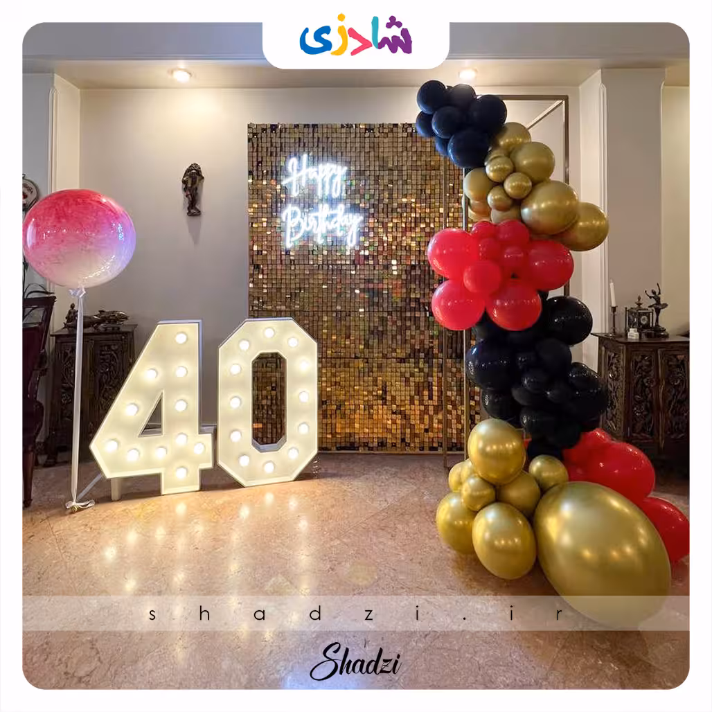 بادکنک آرایی مشکی صورتی طلایی