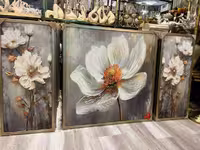 تابلو تکسچر سه تیکه برجسته طرح گل سه تیکه
