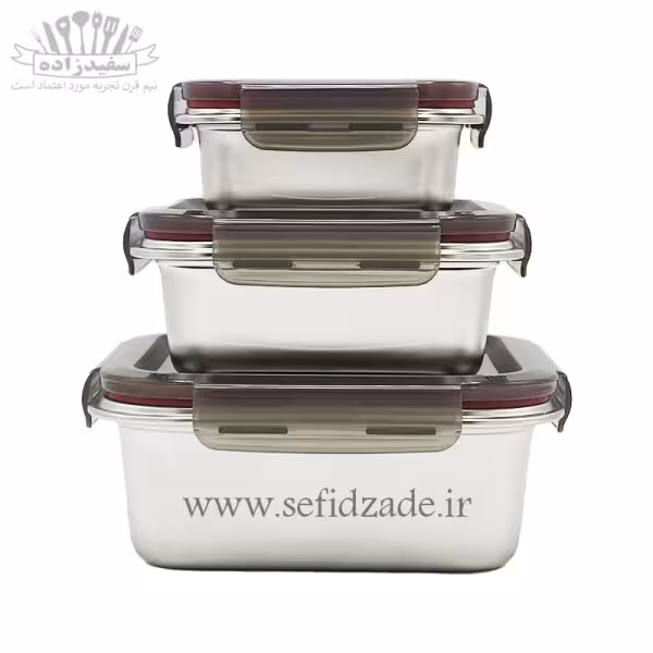 ظرف غذا استیل چفتی مربع 6 پارچه