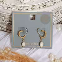  گوشواره روکش طلا با مروارید طبیعی از شرکت آلمانی beeline  کد 122