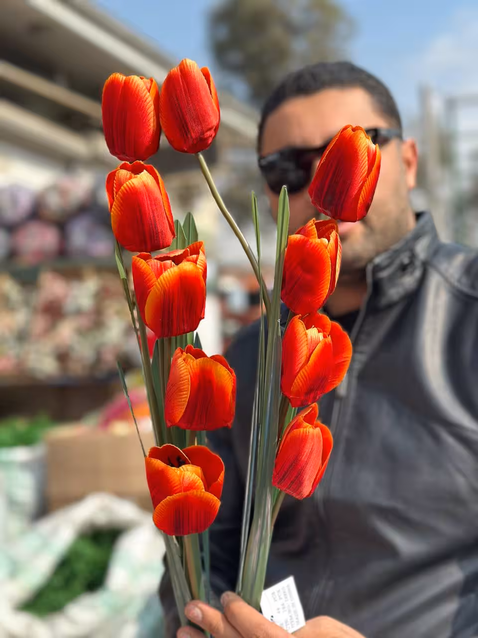 بوته لاله مصنوعی نارنجی