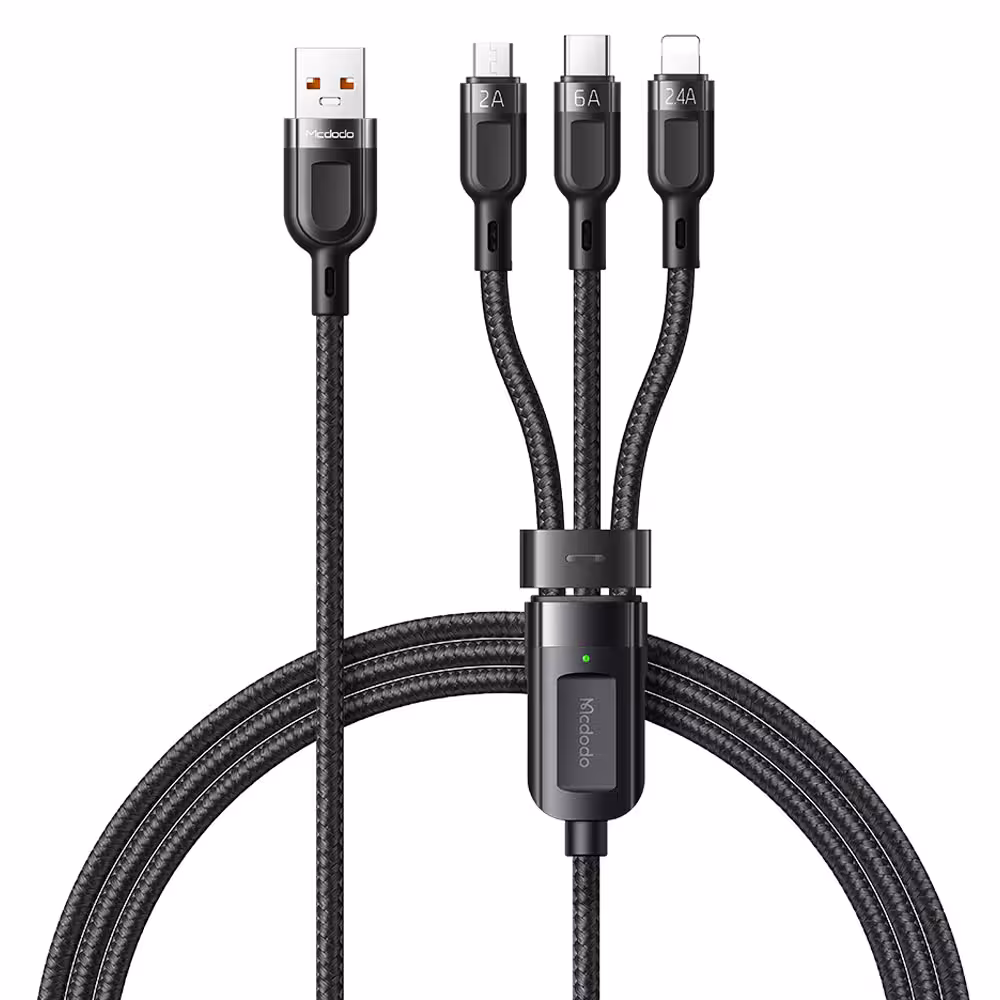 کابل شارژ سه سر مک دودو مدل CA-0930 طول 1.2 متر توان 65 وات