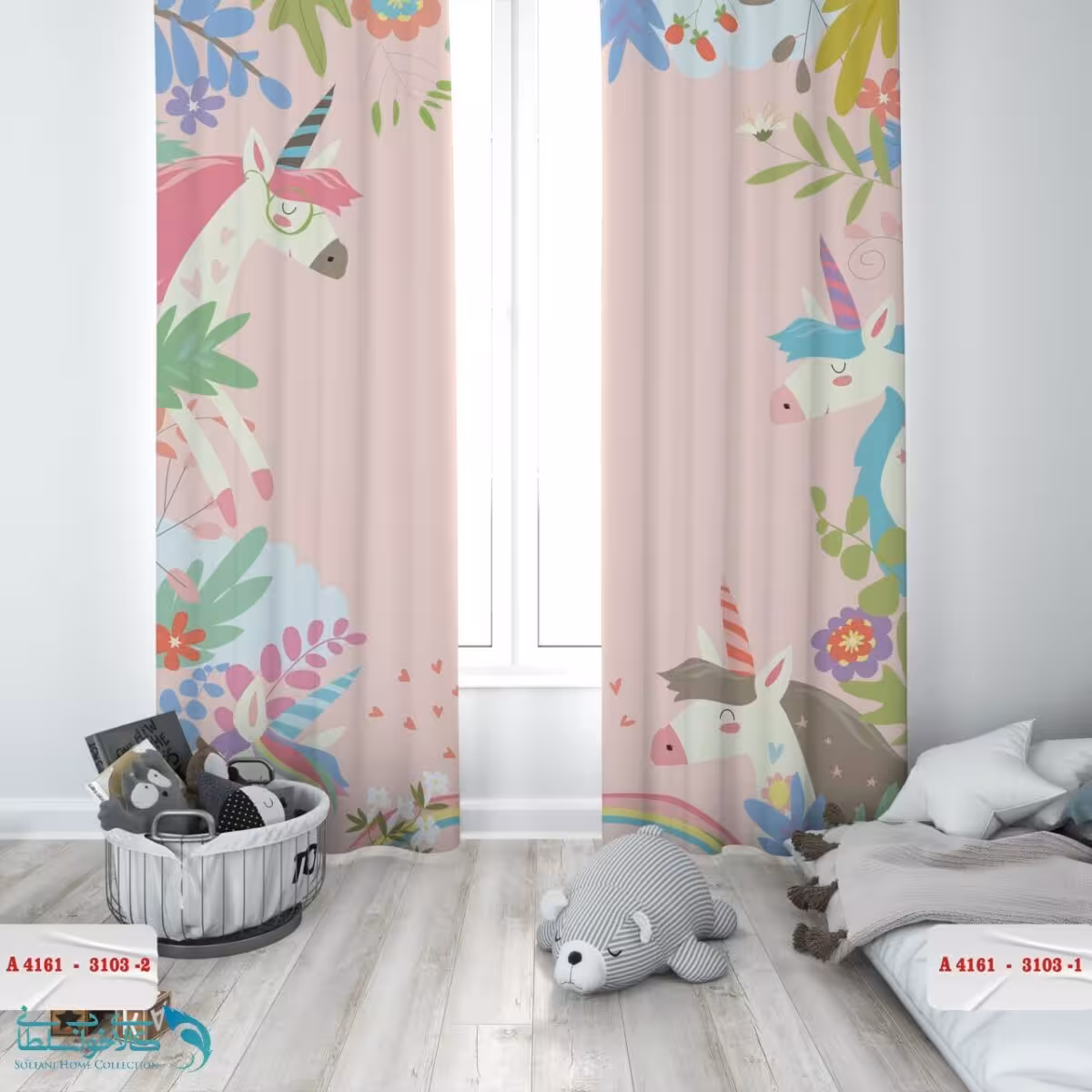 پرده اتاق کودک طرح تک شاخ کد A4161