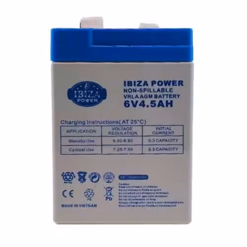 باتری سیلد اسید 6 ولت 4/5 آمپر ساعت برند ایبیزا IBIZA