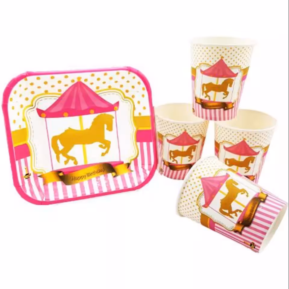 تم تولد لیوان و بشقاب تم کراسل(پک 10عددی)