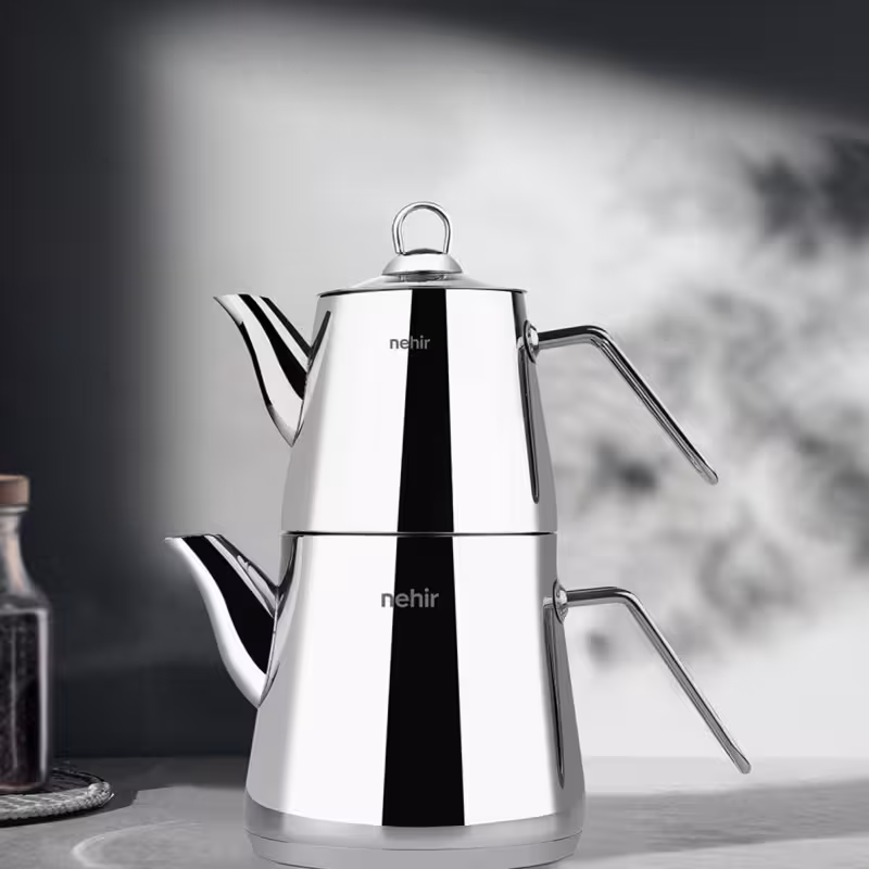 ست کتری و قوری کوچک استیل Nehir (نحیر) مدل Alya Mini – مینیمال، بادوام، مناسب خانه و کافه