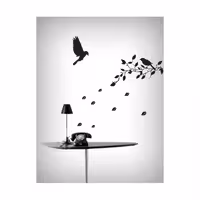 شابلون دیواری شاخه و پرنده کد 318