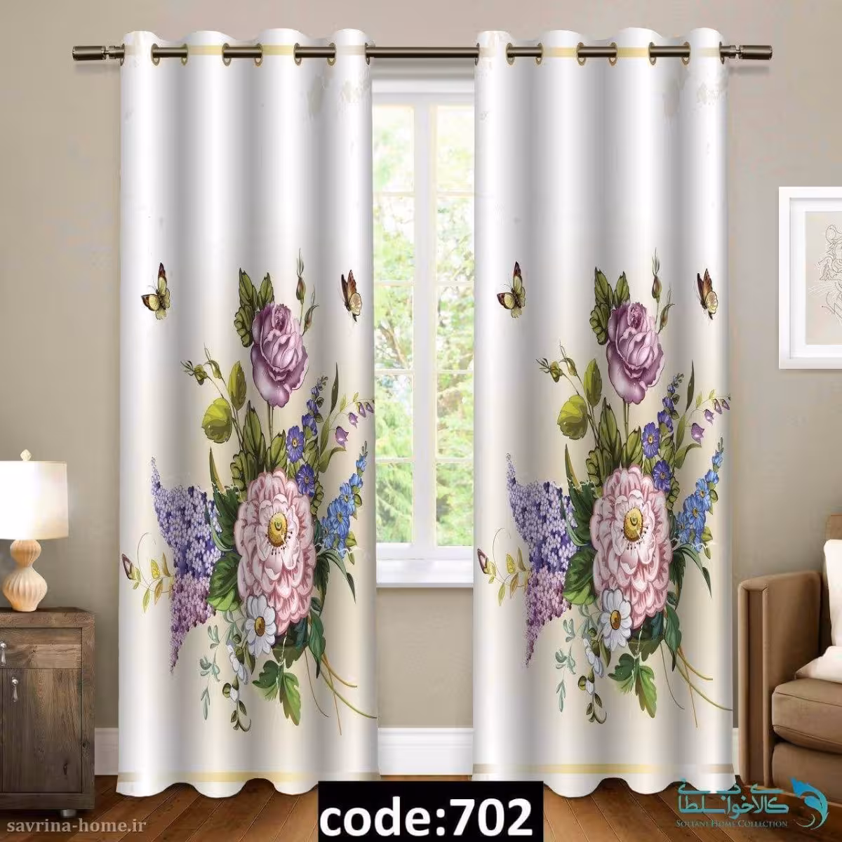 پرده پانچی سری گل مدل Sh-702