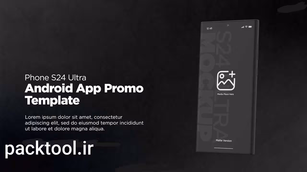دانلود پروژه آماده مدل تبلیغاتی موبایل اندروید افتر افکت Android S24 Ultra Matte Black Mockup - پک تول